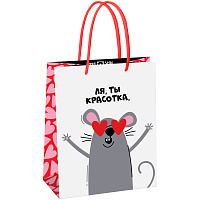 Пакет подарочный 18*23*10см MESHU "Funny rat", глянцевая ламинация фото Пакет подарочный 18*23*10см MESHU "Funny rat", глянцевая ламинация