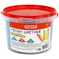 Мел в ведерке для рисования на асфальте 18 штук, ПИФАГОР, цветной квадратный утолщенный, 274124