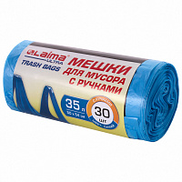 Мешки для мусора с ручками LAIMA ULTRA 35 л, синие 30 шт., прочные, ПНД 9 мкм, 50х54 см, 607683 фото Мешки для мусора с ручками LAIMA ULTRA 35 л, синие 30 шт., прочные, ПНД 9 мкм, 50х54 см, 607683