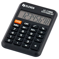 Калькулятор карманный Eleven LC-110NR, 8 разрядов, питание от батарейки, 58*88*11мм, черный фото Калькулятор карманный Eleven LC-110NR, 8 разрядов, питание от батарейки, 58*88*11мм, черный