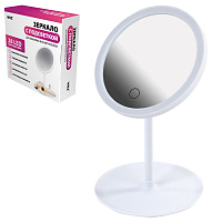 Зеркало настольное с LED-подсветкой для макияжа, диаметр 17 см, 3 режима свечения, аккумулятор 800 mAh, цвет белый, WBZ, 609332 фото Зеркало настольное с LED-подсветкой для макияжа, диаметр 17 см, 3 режима свечения, аккумулятор 800 mAh, цвет белый, WBZ, 609332