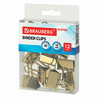 Зажимы для бумаг BRAUBERG EXTRA, КОМПЛЕКТ 12 шт., 19 мм, на 60 л., золотистые, европодвес, 229586 фото Зажимы для бумаг BRAUBERG EXTRA, КОМПЛЕКТ 12 шт., 19 мм, на 60 л., золотистые, европодвес, 229586