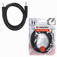 Кабель Jack 3.5 mm M-M, 1,5 м, SONNEN, для передачи стерео-аудио, черный, 513119 фото Кабель Jack 3.5 mm M-M, 1,5 м, SONNEN, для передачи стерео-аудио, черный, 513119