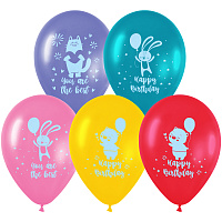 Воздушные шары, 10шт., М12/30см, MESHU "Happy birthday", пастель, ассорти фото Воздушные шары, 10шт., М12/30см, MESHU "Happy birthday", пастель, ассорти