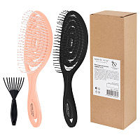 Расческа для волос массажная 22х7 см, НАБОР 2 шт. + щетка для чистки В ПОДАРОК, MONTE VITA (МОНТЕ ВИТА), 457435