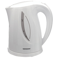 Чайник SONNEN KT-1758, 1,7 л, 2200 Вт, закрытый нагревательный элемент, пластик, белый, 453415 фото Чайник SONNEN KT-1758, 1,7 л, 2200 Вт, закрытый нагревательный элемент, пластик, белый, 453415