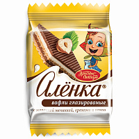 Вафли "Аленка" с молочной начинкой и орехами в индивидуальных упаковках, гофрокороб 1,38 кг, ТК23396 фото Вафли "Аленка" с молочной начинкой и орехами в индивидуальных упаковках, гофрокороб 1,38 кг, ТК23396