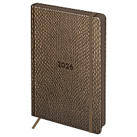 Ежедневник датированный 2026г., А5, 176л., твердый переплет, кожзам, BG "Python. Dark khaki", хаки, цветной срез, с резинкой, карман