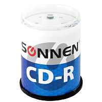 Диски CD-R SONNEN, 700 Mb, 52x, Cake Box (упаковка на шпиле) КОМПЛЕКТ 100 шт., 513533 фото Диски CD-R SONNEN, 700 Mb, 52x, Cake Box (упаковка на шпиле) КОМПЛЕКТ 100 шт., 513533