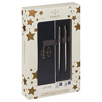 Набор Parker "Jotter Stainless Steel CT": ручка шариковая 1,0мм синяя и ручка перьевая 1,0мм синяя, подарочная упаковка фото Набор Parker "Jotter Stainless Steel CT": ручка шариковая 1,0мм синяя и ручка перьевая 1,0мм синяя, подарочная упаковка