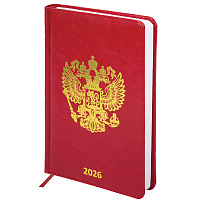 Ежедневник датированный 2026 А5 138х213 мм, BRAUBERG "State", под кожу, красный, 117414 фото Ежедневник датированный 2026 А5 138х213 мм, BRAUBERG "State", под кожу, красный, 117414