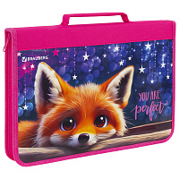 Папка на молнии BRAUBERG А4 с ручкой, с органайзером, 1 отделение, "Cute fox", 272217 фото Папка на молнии BRAUBERG А4 с ручкой, с органайзером, 1 отделение, "Cute fox", 272217