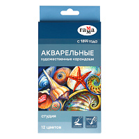 Карандаши акварельные художественные Гамма "Студия", 12цв., заточен., картон. упаковка фото Карандаши акварельные художественные Гамма "Студия", 12цв., заточен., картон. упаковка