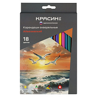 Карандаши акварельные Красин "Айвазовский", 18цв., трехгран., заточен., картон, европодвес фото Карандаши акварельные Красин "Айвазовский", 18цв., трехгран., заточен., картон, европодвес