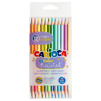 Карандаши цветные пастельные двухсторонние Carioca "Bi-Color Pastel", 24цв., 12шт., заточен., ПВХ, европодвес фото Карандаши цветные пастельные двухсторонние Carioca "Bi-Color Pastel", 24цв., 12шт., заточен., ПВХ, европодвес