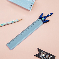 Линейка с топпером 12см MESHU "Blue sword", пластиковая, европодвес фото Линейка с топпером 12см MESHU "Blue sword", пластиковая, европодвес