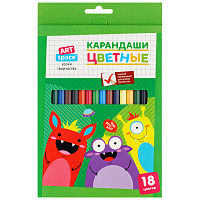 Карандаши цветные ArtSpace "Монстрики", 18цв., заточен., картон, европодвес фото Карандаши цветные ArtSpace "Монстрики", 18цв., заточен., картон, европодвес