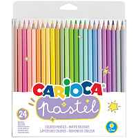 Карандаши цветные Carioca "Pastel", 24цв., заточен., ПВХ, европодвес фото Карандаши цветные Carioca "Pastel", 24цв., заточен., ПВХ, европодвес
