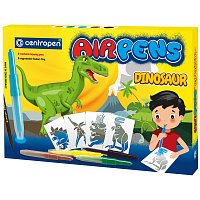 Фломастеры воздушные Centropen "AirPens Dinosaur", 05цв.+1 черный фломастер+8 трафаретов, картон. упаковка фото Фломастеры воздушные Centropen "AirPens Dinosaur", 05цв.+1 черный фломастер+8 трафаретов, картон. упаковка