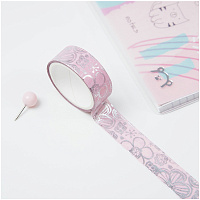 Клейкая лента декоративная MESHU "Pink elegance", 1,5см*3м фото Клейкая лента декоративная MESHU "Pink elegance", 1,5см*3м