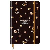Ежедневник недатированный А5, 136л., 7БЦ BG "Flowery. Black", глянцевая ламинация, отд.фольгой фото Ежедневник недатированный А5, 136л., 7БЦ BG "Flowery. Black", глянцевая ламинация, отд.фольгой