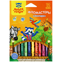 Фломастеры Мульти-Пульти "Зоопарк", 12цв., с печатью, картон фото Фломастеры Мульти-Пульти "Зоопарк", 12цв., с печатью, картон