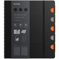 Бизнес-тетрадь А5+, 80л., Berlingo "Steel&Style Pro", клетка, на гребне, 80г/м2, перфорация, разделители, линейка, закладка, черная фото Бизнес-тетрадь А5+, 80л., Berlingo "Steel&Style Pro", клетка, на гребне, 80г/м2, перфорация, разделители, линейка, закладка, черная