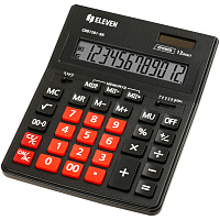 Калькулятор настольный Eleven Business Line CDB1201-BK/RD, 12 разрядов, двойное питание, 155*205*35мм, черный/красный фото Калькулятор настольный Eleven Business Line CDB1201-BK/RD, 12 разрядов, двойное питание, 155*205*35мм, черный/красный