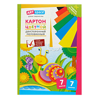 Картон цветной А4 двустор., ArtSpace, 7л., 7цв., мелованный, в папке фото Картон цветной А4 двустор., ArtSpace, 7л., 7цв., мелованный, в папке