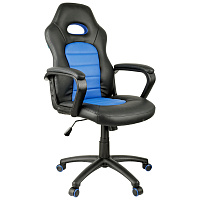 Кресло игровое Helmi HL-S06 "Highway", экокожа/ткань черная/синяя фото Кресло игровое Helmi HL-S06 "Highway", экокожа/ткань черная/синяя