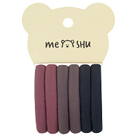 Резинки для волос MESHU "Essence thin", винные, коричневые, графитовые, 6шт., диаметр 4см, европодвес фото Резинки для волос MESHU "Essence thin", винные, коричневые, графитовые, 6шт., диаметр 4см, европодвес