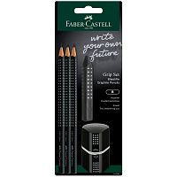 Набор карандашей ч/г Faber-Castell "Grip 2001" 3шт., трехран., заточен., ластик, точилка, черный блистер фото Набор карандашей ч/г Faber-Castell "Grip 2001" 3шт., трехран., заточен., ластик, точилка, черный блистер