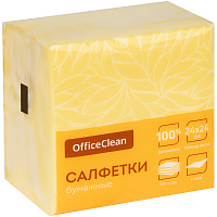 Салфетки бумажные OfficeClean, 1 слойн., 24*24см, желтые, 100шт. фото Салфетки бумажные OfficeClean, 1 слойн., 24*24см, желтые, 100шт.