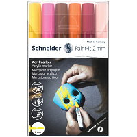 Набор маркеров акриловых Schneider "Paint-it 310", 2мм, ассорти, 6шт. фото Набор маркеров акриловых Schneider "Paint-it 310", 2мм, ассорти, 6шт.