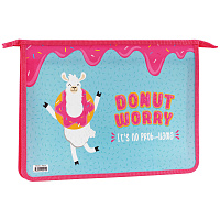 Папка для тетрадей 2 отделения А4 ArtSpace "Donut worry", пластик, на молнии фото Папка для тетрадей 2 отделения А4 ArtSpace "Donut worry", пластик, на молнии