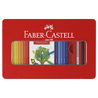 Карандаши цветные Faber-Castell "Grip", 48цв., трехгран., заточ.+ч/г кар. Grip+точилка+кисть, метал. коробка фото Карандаши цветные Faber-Castell "Grip", 48цв., трехгран., заточ.+ч/г кар. Grip+точилка+кисть, метал. коробка