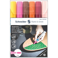 Набор маркеров акриловых Schneider "Paint-it 320", 4мм, ассорти, 6шт. фото Набор маркеров акриловых Schneider "Paint-it 320", 4мм, ассорти, 6шт.