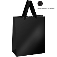 Пакет подарочный 18*23*10см MESHU "Black", ламинация с блестками фото Пакет подарочный 18*23*10см MESHU "Black", ламинация с блестками