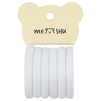 Резинки для волос MESHU "Essence thin", белые, 6шт., диаметр 4см, европодвес фото Резинки для волос MESHU "Essence thin", белые, 6шт., диаметр 4см, европодвес