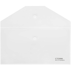 Папка-конверт на кнопке СТАММ С6, 180мкм, пластик, прозрачная