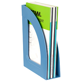 Лоток для бумаг вертикальный СТАММ "Респект", сине-голубой, ширина 70мм фото Лоток для бумаг вертикальный СТАММ "Респект", сине-голубой, ширина 70мм