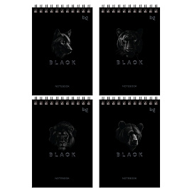 Блокнот А6 60л. на гребне BG "Just black