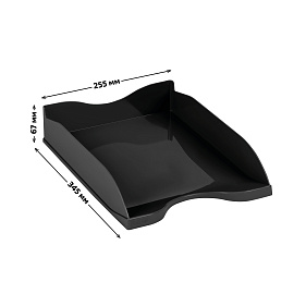 Лоток горизонтальный для бумаг "Люкс", А4 (350х255х65 мм), полипропилен, черный, ЛТГ-30866