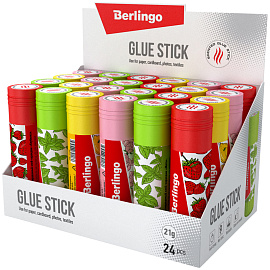 Клей-карандаш Berlingo "Aroma", 21г, ароматизированный (мята, лимон, клубника, роза), ПВП