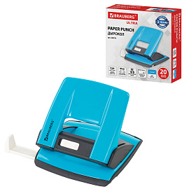 Дырокол металлический BRAUBERG "ULTRA", до 20 листов, голубой, 228759 фото Дырокол металлический BRAUBERG "ULTRA", до 20 листов, голубой, 228759
