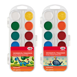 Краски акварельные медовые Гамма Мультики 24 цвета фото Краски акварельные медовые Гамма Мультики 24 цвета