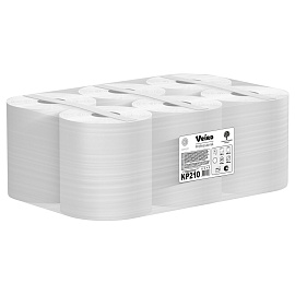 Полотенца бумажные с центральной вытяжкой 200 м, VEIRO (Система M2) COMFORT, 1-слойные, белые, КОМПЛЕКТ 6 рулонов, KP210, КР210