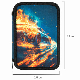 Пенал BRAUBERG, 3 отделения, полиэстер, 21х14 см, "Speed increase", 273539