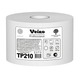 Бумага туалетная 215 м, VEIRO (Система T8), КОМПЛЕКТ 6 шт., с центральной вытяжкой, Comfort, 2-слойная, TP210