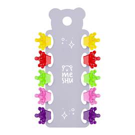 Заколки для волос MESHU, неоновые мини-крабики, 1см, 10шт., европодвес фото Заколки для волос MESHU, неоновые мини-крабики, 1см, 10шт., европодвес